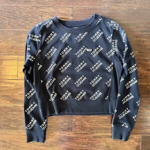 Tommy Jeans all-over logo print crewneck sweatshirt navy blue Vintage Y2K Small
